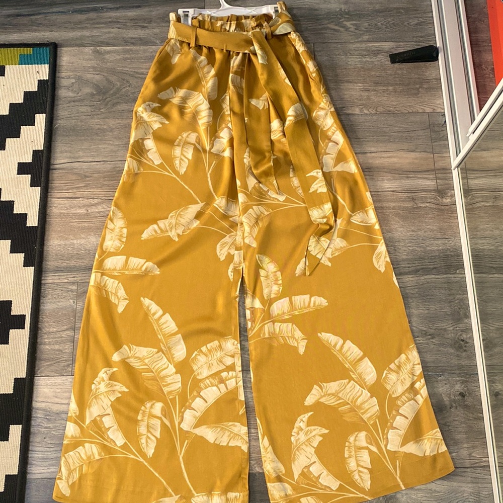 H&M mustard wide flare summer pants